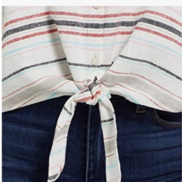 Weatherproof Vintage Tie Front Linen Blend Top - Picture 3 of 15